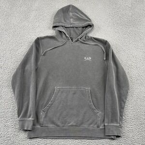 Dark Seas Hoodie Mens Medium Gray Division Logo Pullover Sweatshirt Sun Faded